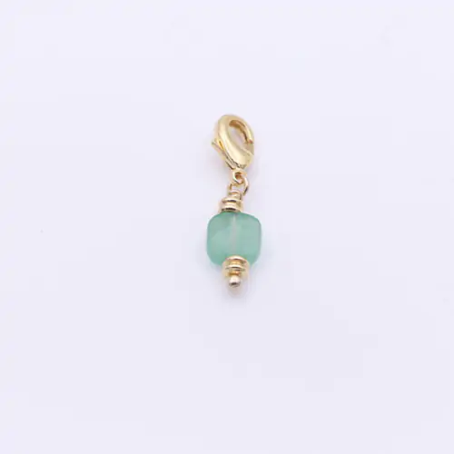 Clip charms gold plated quartzite green